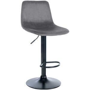 CLP Tabouret de bar velours ajustable pivotant velours Gris foncé Gris 43x88x44cm