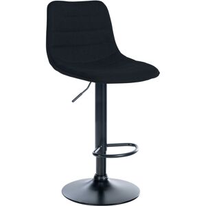 CLP Tabouret de bar ajustable pivotant en tissu Noir Noir 46x89x45cm