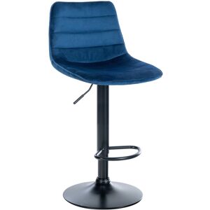 CLP Tabouret de bar réglable pivotant en velours Bleu Bleu 46x89x45cm