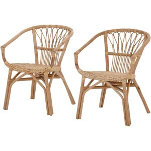 Loft24 Chaises de salle à manger lot de 2 en rotin nature Marron 61x82x56cm