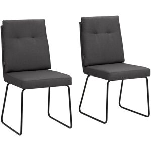 Loft24 Lot de 2 chaises de salle à manger rembourrées en tissu tissé Noir 65x95x47cm