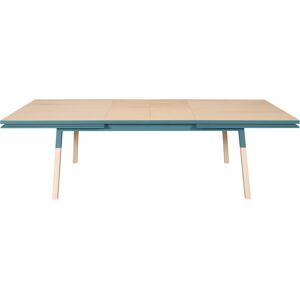 MON PETIT MEUBLE FRANCAIS Table 220x120 cm en frêne massif, 2 rallonges bleu briac Bleu 220x76x120cm