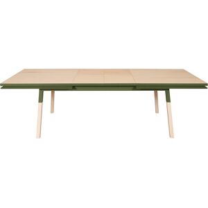 MON PETIT MEUBLE FRANCAIS Table 220x120 cm en frêne massif, 2 rallonges vert lancieux Vert 220x76x120cm