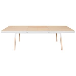 MON PETIT MEUBLE FRANCAIS Table 220x120 cm en frêne massif, 2 rallonges blanc balisson Blanc 220x76x120cm