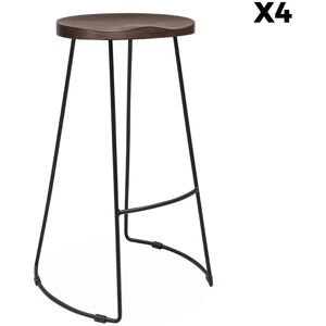 sweeek 4 tabourets de bar manguier teinté noyer, 75cm Marron 47x75x40cm