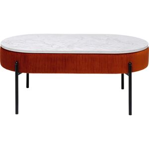 Kare Design Table basse coffre en velours orange et effet marbre blanc Orange 114x46x60cm