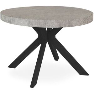 Menzzo Table ronde extensible noir et effet béton Gris 11x75x11cm