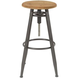 Grenier Alpin Tabouret de bar a vis reglable en pin et pieds metal Noir 36x83x36cm