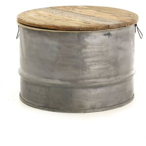 Grenier Alpin Table basse ronde metal et bois H45 cm Gris 60x46x60cm