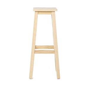 Grenier Alpin Tabouret de bar carre pin massif brut Beige 37x79x37cm