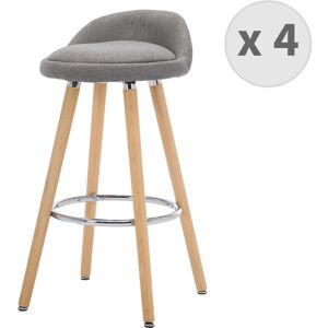 Moloo JENSEN - Tabouret de bar scandinave tissu gris pieds hetre (x4) Gris 41x77x38cm