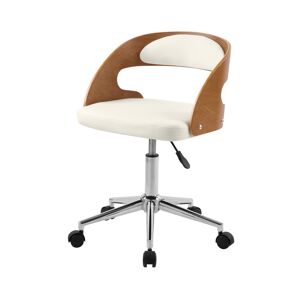 Rendez-Vous Deco Chaise de bureau pivotante en bois et PU blanc Blanc 49x84x46cm
