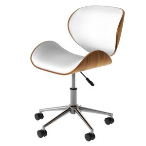 Rendez-Vous Deco Chaise de bureau pivotante en cuir synthetique blanc 79-91cm Blanc 56x91x56cm
