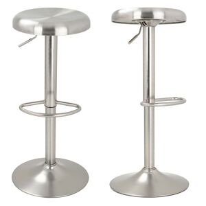 Rendez-Vous Deco Tabouret de bar reglable en metal brosse 60/82 cm (lot de 2) Gris 39x82x39cm