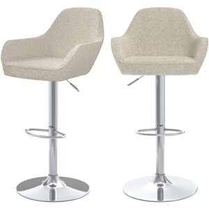 Rendez-Vous Deco Chaise de bar effet laine bouclette blanc casse 63/83 cm (lot de 2) Blanc 52x107x56cm