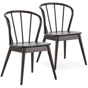HOMN Pack 2 chaises en bois coleur cappucino Noir 47x83x59cm