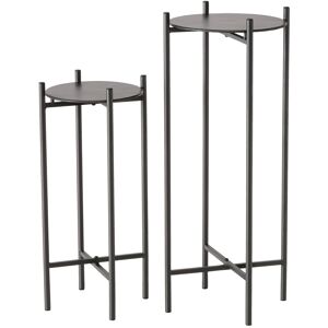 Wadiga Set de 2 sellettes rondes en metal noir - Hauteur 50/65cm Noir 0x65cm