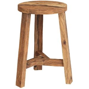 Rendez-Vous Deco Tabouret rond en bois de teck recycle H45 cm Marron 30x45x30cm