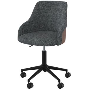 Rendez-Vous Deco Chaise de bureau pivotante et reglable en tissu gris Gris 57x85x57cm