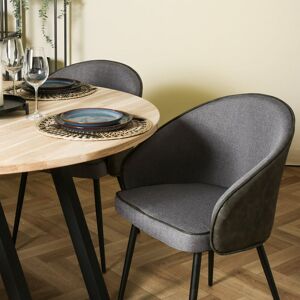 Meubles & Design Lot de 2 chaises design en tissu et simili cuir gris - Publicité