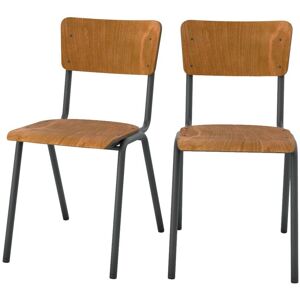 Rendez-Vous Déco Lot de 2 chaises écolier empilables en bois foncé Marron 43x81x54cm - Publicité Rendez-Vous Déco Lot de 2 chaises écolier empilables en bois foncé Marron 43x81x54cm - Publicité