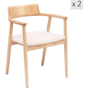 Nordlys Lot de 2 chaises de salle à manger en bois et bouclette blanche Blanc 58x75x58cm - Publicité Nordlys Lot de 2 chaises de salle à manger en bois et bouclette blanche Blanc 58x75x58cm - Publicité