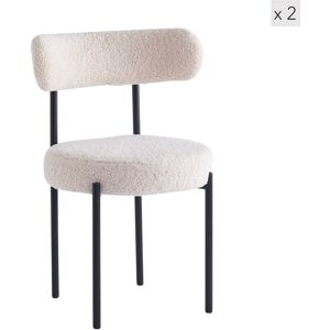 Nordlys Lot de 2 chaises de salle à manger scandinaves en bouclette blanche Blanc 48x79x47cm - Publicité Nordlys Lot de 2 chaises de salle à manger scandinaves en bouclette blanche Blanc 48x79x47cm - Publicité