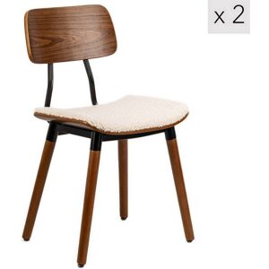 Nordlys Lot de 2 chaises de salle à manger en bois et bouclette blanches Blanc 50x82x44cm - Publicité Nordlys Lot de 2 chaises de salle à manger en bois et bouclette blanches Blanc 50x82x44cm - Publicité