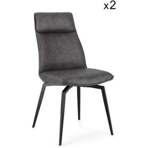 Konte.Design Ensemble de 2 fauteuils en simili cuir anthracite, pieds en acier noir Noir 64x92x48cm - Publicité Konte.Design Ensemble de 2 fauteuils en simili cuir anthracite, pieds en acier noir Noir 64x92x48cm - Publicité
