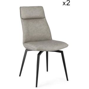 Konte.Design Ensemble de 2 fauteuils en similicuir couleur tourterelle, pieds noir Taupe 64x92x48cm - Publicité Konte.Design Ensemble de 2 fauteuils en similicuir couleur tourterelle, pieds noir Taupe 64x92x48cm - Publicité