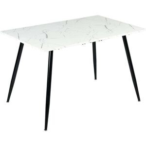 Urban Meuble Table de salle à manger 120cm rectangulaire effet marbre blanc Blanc 120x75x75cm - Publicité Urban Meuble Table de salle à manger 120cm rectangulaire effet marbre blanc Blanc 120x75x75cm - Publicité