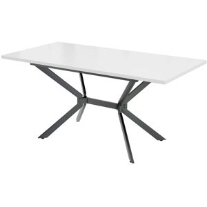 Urban Meuble Table de salle à manger rectangulaire extensible blanche pieds noirs Blanc 160x75x80cm - Publicité Urban Meuble Table de salle à manger rectangulaire extensible blanche pieds noirs Blanc 160x75x80cm - Publicité