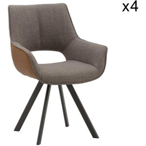 Konte.Design Ensemble de 4 chaises en simili cuir marron, tissu gris, pieds noir Gris 64x87x61cm - Publicité Konte.Design Ensemble de 4 chaises en simili cuir marron, tissu gris, pieds noir Gris 64x87x61cm - Publicité