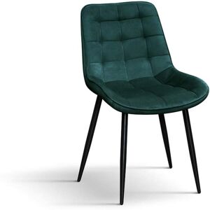 Konte.Design Lot de 4 chaises en tissu effet velours vert et pieds en métal noir Noir 60x86x53cm - Publicité Konte.Design Lot de 4 chaises en tissu effet velours vert et pieds en métal noir Noir 60x86x53cm - Publicité