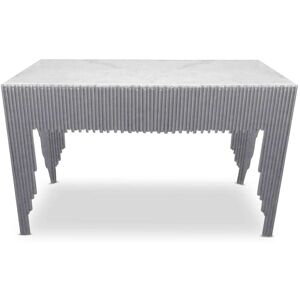 Menzzo Console design marbre blanc pieds argent Argenté 107x76x40cm - Publicité Menzzo Console design marbre blanc pieds argent Argenté 107x76x40cm - Publicité