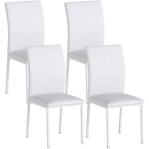Homcom Lot de 4 chaises de salle à manger pieds en métal blanc Blanc 50x91x41cm - Publicité Homcom Lot de 4 chaises de salle à manger pieds en métal blanc Blanc 50x91x41cm - Publicité