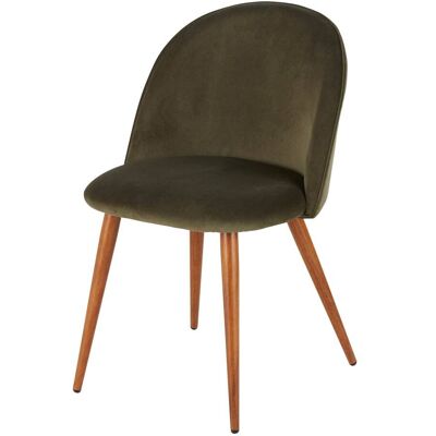 Maisons du Monde Chaise vintage en velours recyclé vert kaki et acier imitation chêne foncé Vert 50.5x78.5x54.5cm - Publicité Maisons du Monde Chaise vintage en velours recyclé vert kaki et acier imitation chêne foncé Vert 50.5x78.5x54.5cm - Publicité