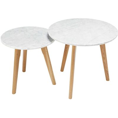 Maisons du Monde Tables Basses en Marbre Blanc TWINS - Ensemble - Publicité Maisons du Monde Tables Basses en Marbre Blanc TWINS - Ensemble - Publicité