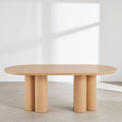 Maisons du Monde Table à manger ovale placage chêne clair, L200 cm Beige 200x75x100cm - Publicité Maisons du Monde Table à manger ovale placage chêne clair, L200 cm Beige 200x75x100cm - Publicité