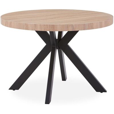 Menzzo Table ronde extensible noir et chêne clair Marron 110x75x110cm - Publicité Menzzo Table ronde extensible noir et chêne clair Marron 110x75x110cm - Publicité