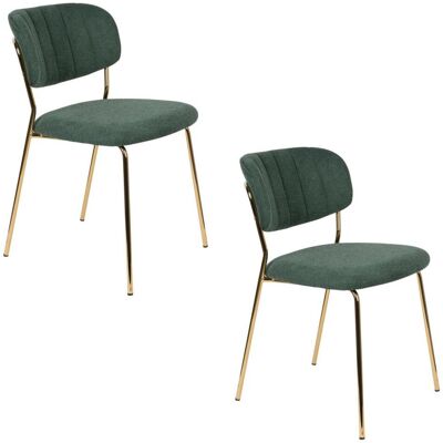 Mathi Design 2 chaises de repas en tissu vert avec pieds dorés Vert 56x79x49cm - Publicité Mathi Design 2 chaises de repas en tissu vert avec pieds dorés Vert 56x79x49cm - Publicité