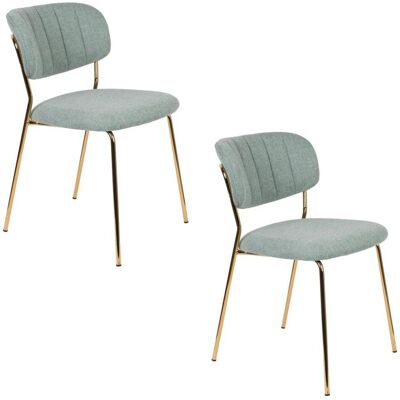 Mathi Design Lot de 2 chaises de repas en tissu et acier doré Vert 56x79x49cm - Publicité Mathi Design Lot de 2 chaises de repas en tissu et acier doré Vert 56x79x49cm - Publicité