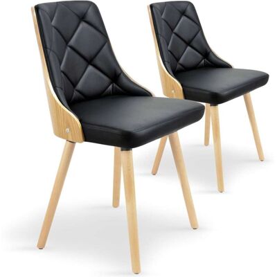 Menzzo Lot de 2 chaises scandinaves chêne clair & noir Marron 61x49x49cm - Publicité Menzzo Lot de 2 chaises scandinaves chêne clair & noir Marron 61x49x49cm - Publicité