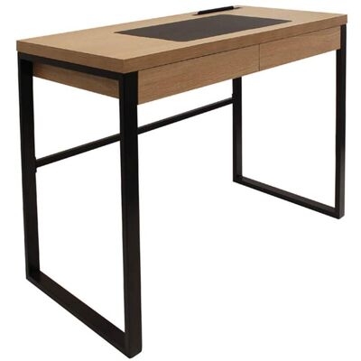 Altobuy Bureau 2 tiroirs en bois et métal noir Marron 100x74x51cm - Publicité Altobuy Bureau 2 tiroirs en bois et métal noir Marron 100x74x51cm - Publicité