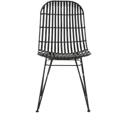 Zago Chaise en rotin noir Noir 44x86x56cm - Publicité Zago Chaise en rotin noir Noir 44x86x56cm - Publicité