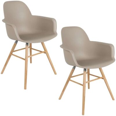 Zuiver Lot de 2 fauteuils de table en polypropylene taupe Marron 55x82x59cm - Publicité Zuiver Lot de 2 fauteuils de table en polypropylene taupe Marron 55x82x59cm - Publicité