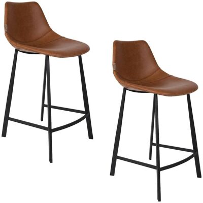 Dutchbone Lot de 2 chaises de comptoir en simili cuir marron Marron 0x91x50cm - Publicité Dutchbone Lot de 2 chaises de comptoir en simili cuir marron Marron 0x91x50cm - Publicité
