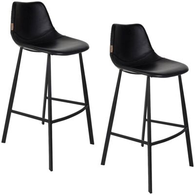 Dutchbone Lot de 2 tabourets de bar en simili cuir noir Noir 0x106x50cm - Publicité Dutchbone Lot de 2 tabourets de bar en simili cuir noir Noir 0x106x50cm - Publicité
