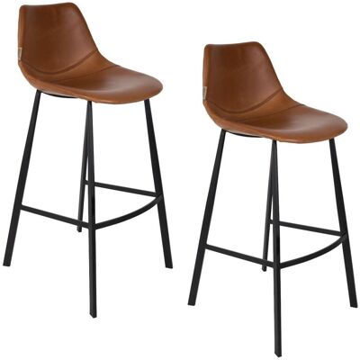 Dutchbone Lot de 2 tabourets de bar en simili cuir marron Marron 0x106x50cm - Publicité Dutchbone Lot de 2 tabourets de bar en simili cuir marron Marron 0x106x50cm - Publicité