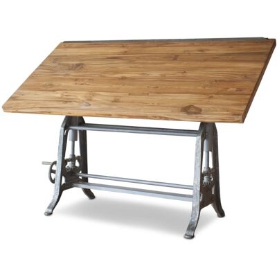 PIB Table d'architecte en fonte et teck marron Marron 160x100x80cm - Publicité PIB Table d'architecte en fonte et teck marron Marron 160x100x80cm - Publicité